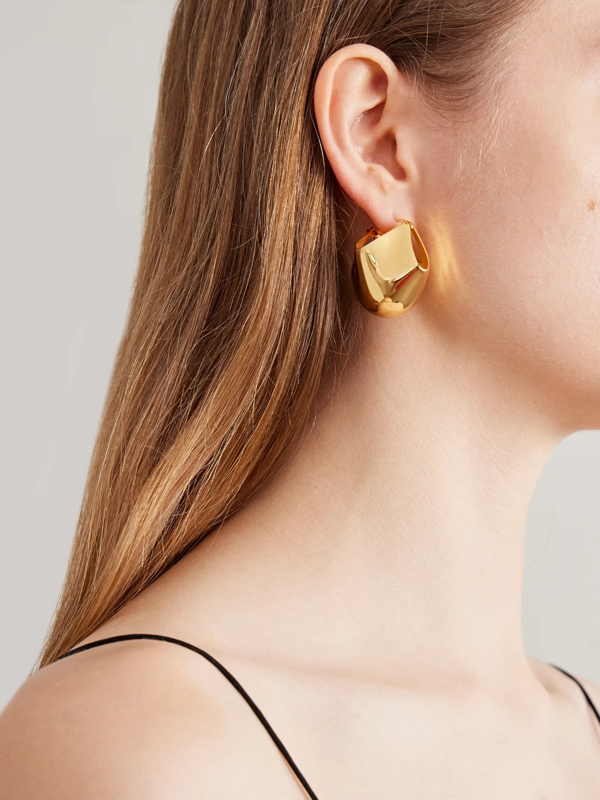 Image of Earrings. Product name - Lotus Medium Gold-plated Hoop Earrings in Multi colour by brand - KHAITE
