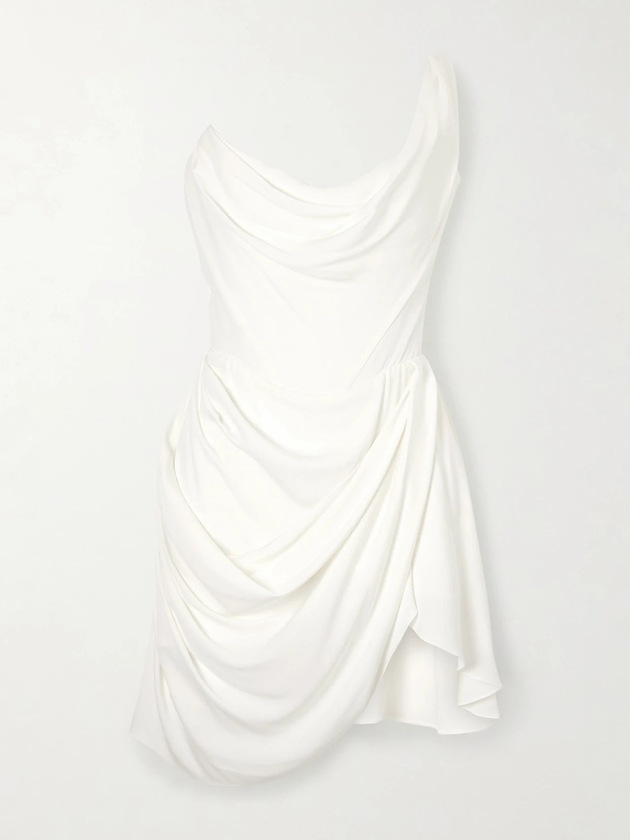 Doll One-shoulder Draped Silk-crepe Mini Dress