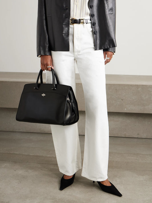 Image of Bags. Product name - Private Eye Leather Tote in Black colour by brand - Métier
