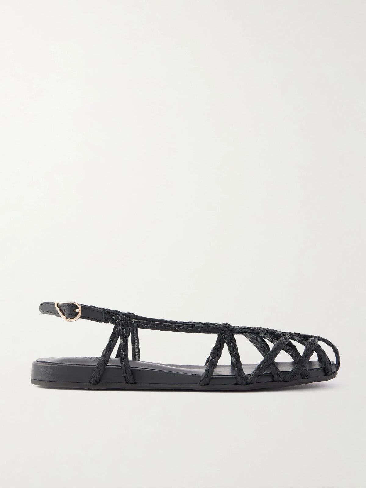 Kardia Leather-trimmed Raffia Sandals