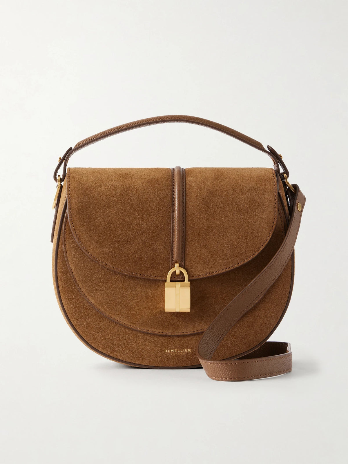 The Sienna Saddle Leather-trimmed Suede Shoulder Bag