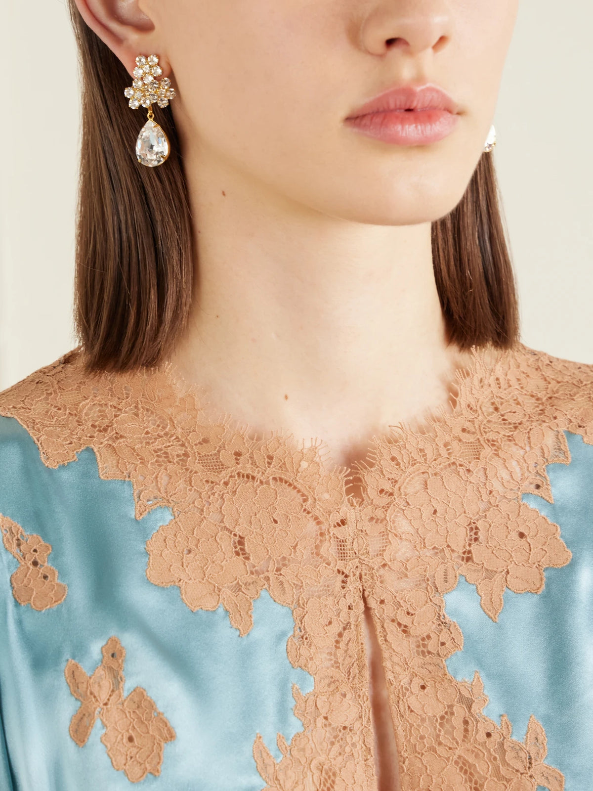 Image of Earrings. Product name - Lauretta Gold-tone Crystal Earrings in Silver colour by brand - Jennifer Behr