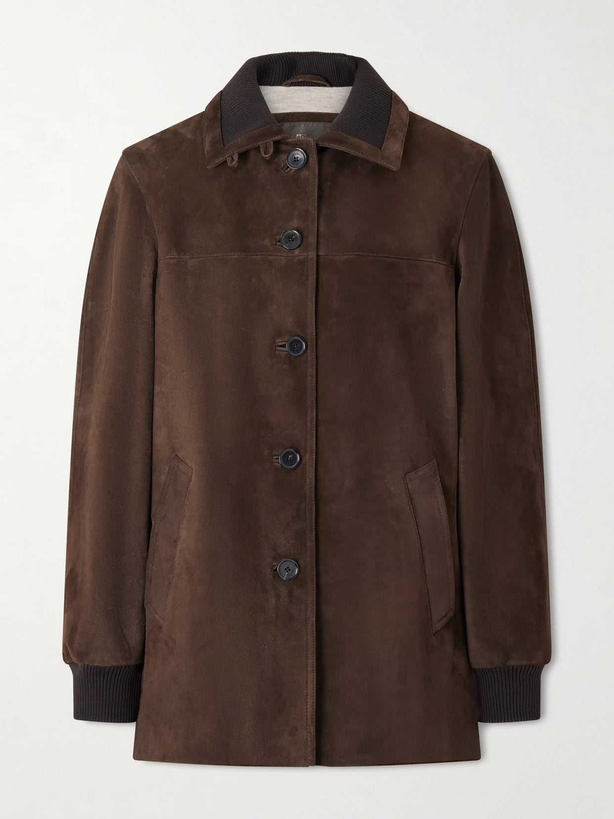 Image of Coats & Jackets. Product name - Maremma Suede Jacket in Dark brown colour by brand - Loro Piana