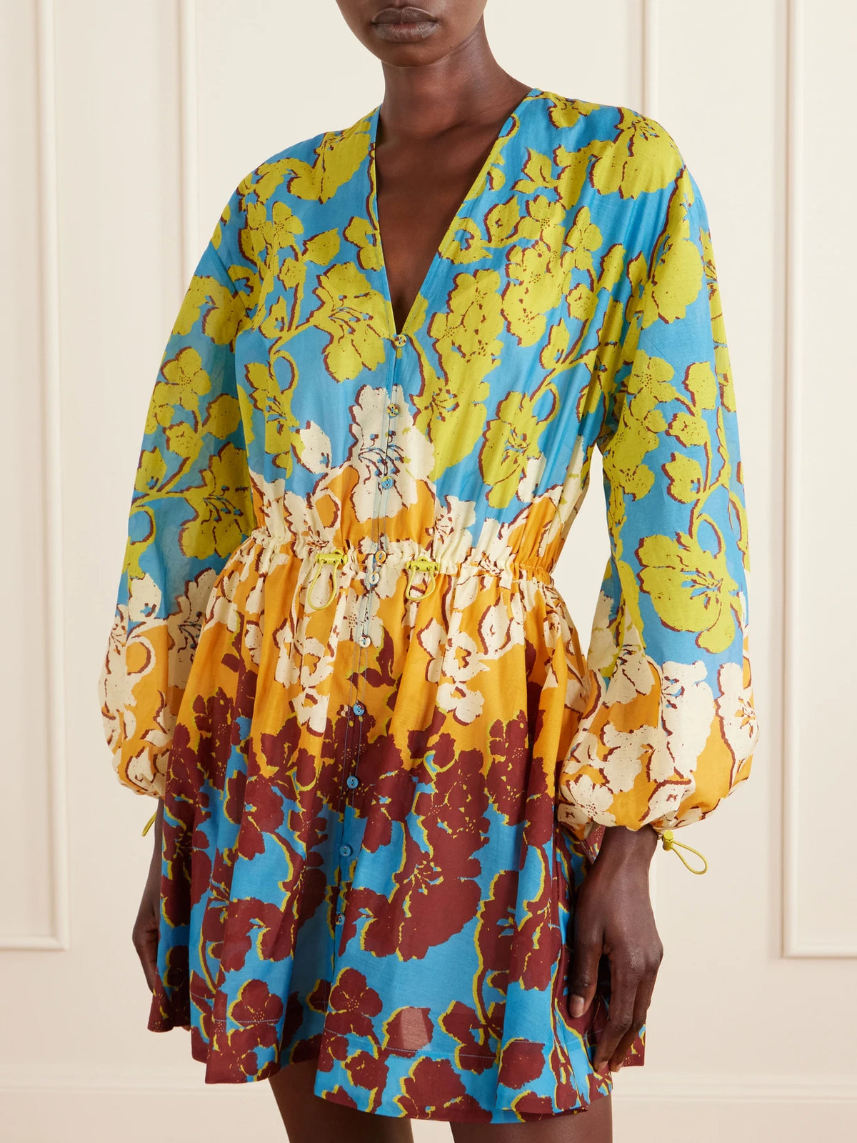 Splice Cotton And Silk-blend Mini Dress