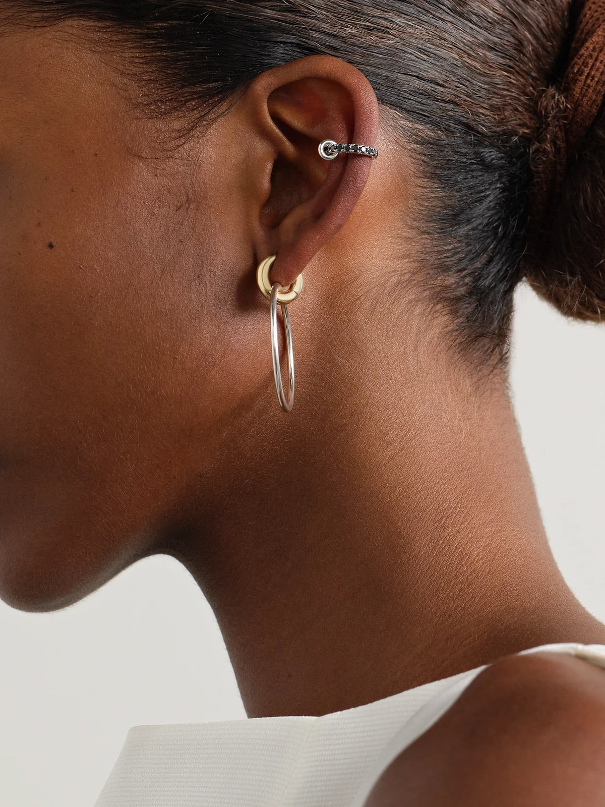 Image of Earrings. Product name - Sterling Silver Diamond Ear Cuff in Black colour by brand - Spinelli Kilcollin