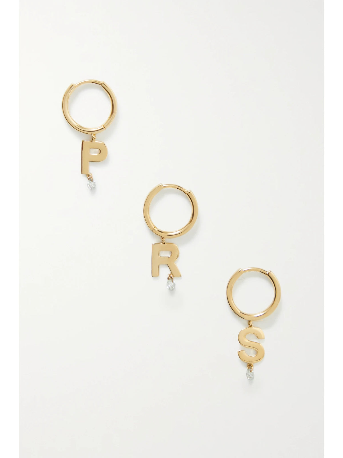 Initial 18-karat Gold Diamond Single Hoop Earring