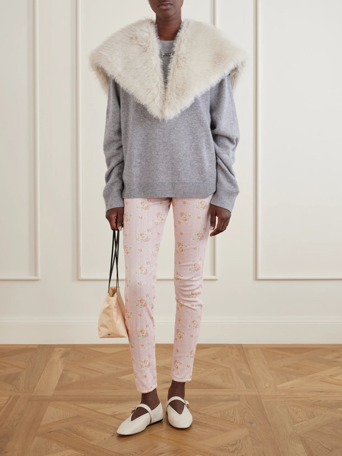 Image of Scarves & Shawls. Product name - Plush Scarf in Off-white, Dark brown colour by brand - Simone Rocha