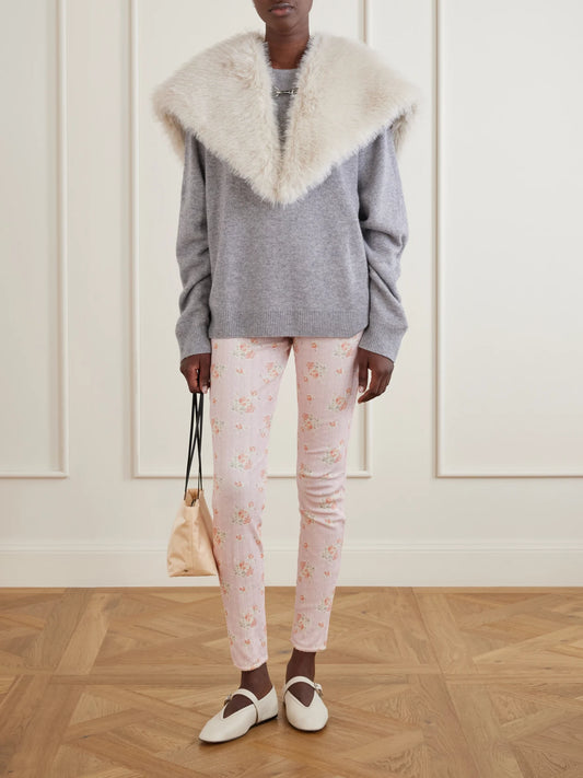Image of Scarves & Shawls. Product name - Plush Scarf in Off-white, Dark brown colour by brand - Simone Rocha