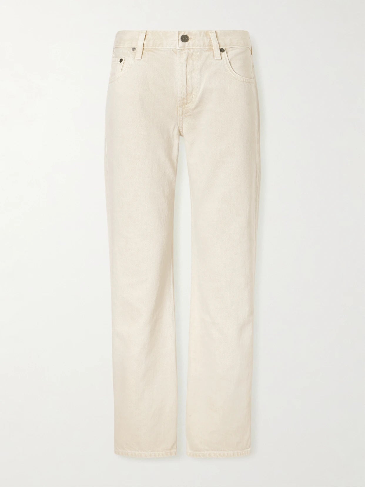Image of Jeans. Product name - Faye Mid-rise Straight-leg Jeans in Cream colour by brand - Citizens of Humanity
