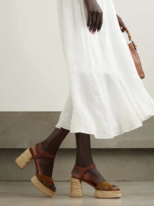 Calakala 70 Leather And Suede Espadrille Platform Sandals