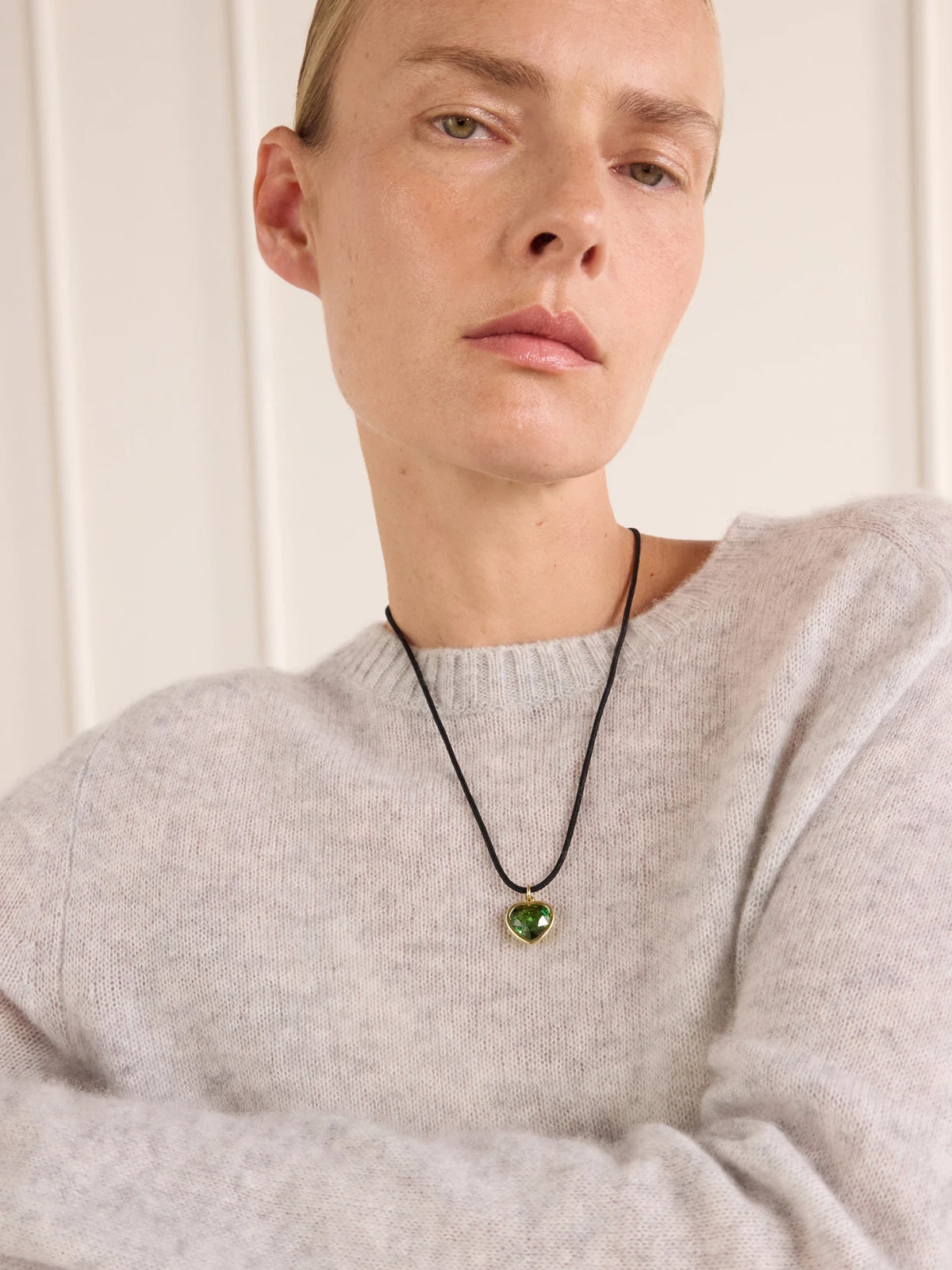 Image of Necklaces. Product name - Heart Of Gaia 18-karat Gold Tourmaline, Diamond And Cord Necklace in Green colour by brand - Ileana Makri