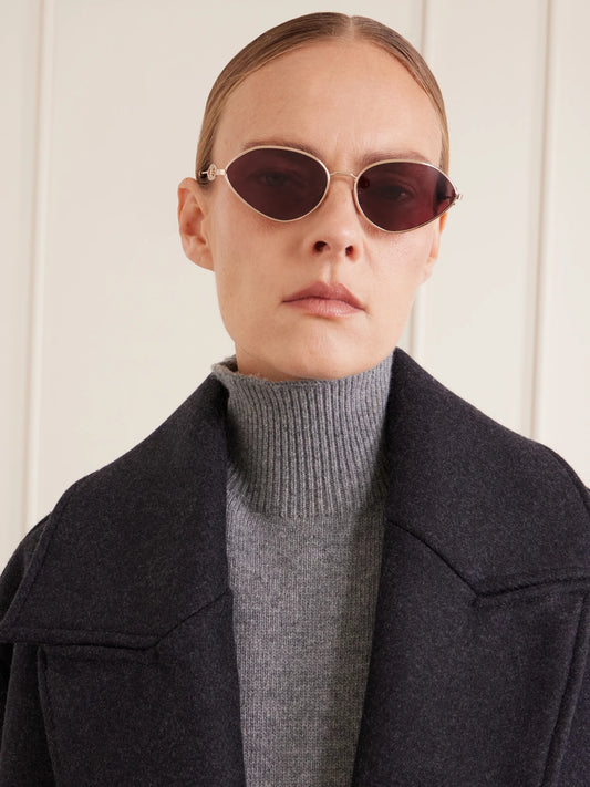 Image of Sunglasses. Product name - Wire 01 Oval-frame Gold-tone Metal Sunglasses in Multi colour by brand - CELINE Eyewear