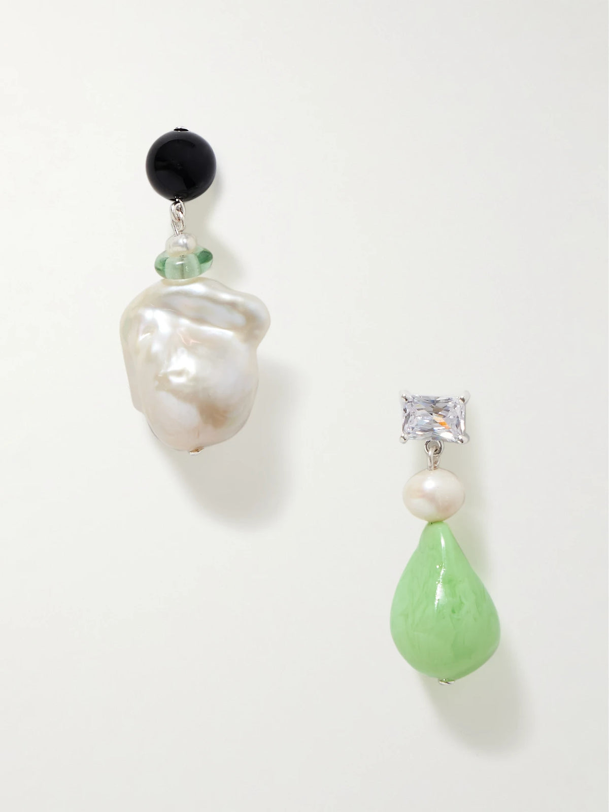 Bio-resin, Recycled Silver, Cubic Zirconia And Pearl Earrings