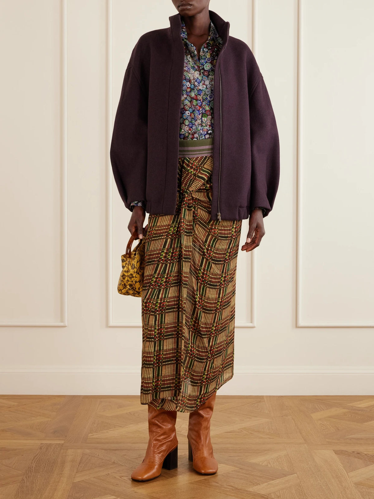 Image of Coats & Jackets. Product name - Wool-blend Twill Jacket in Dark purple colour by brand - Dries Van Noten
