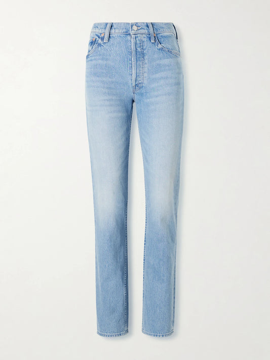 Image of Jeans. Product name - The Tomcat Skimp High-rise Straight-leg Jeans in Light denim colour by brand - Mother