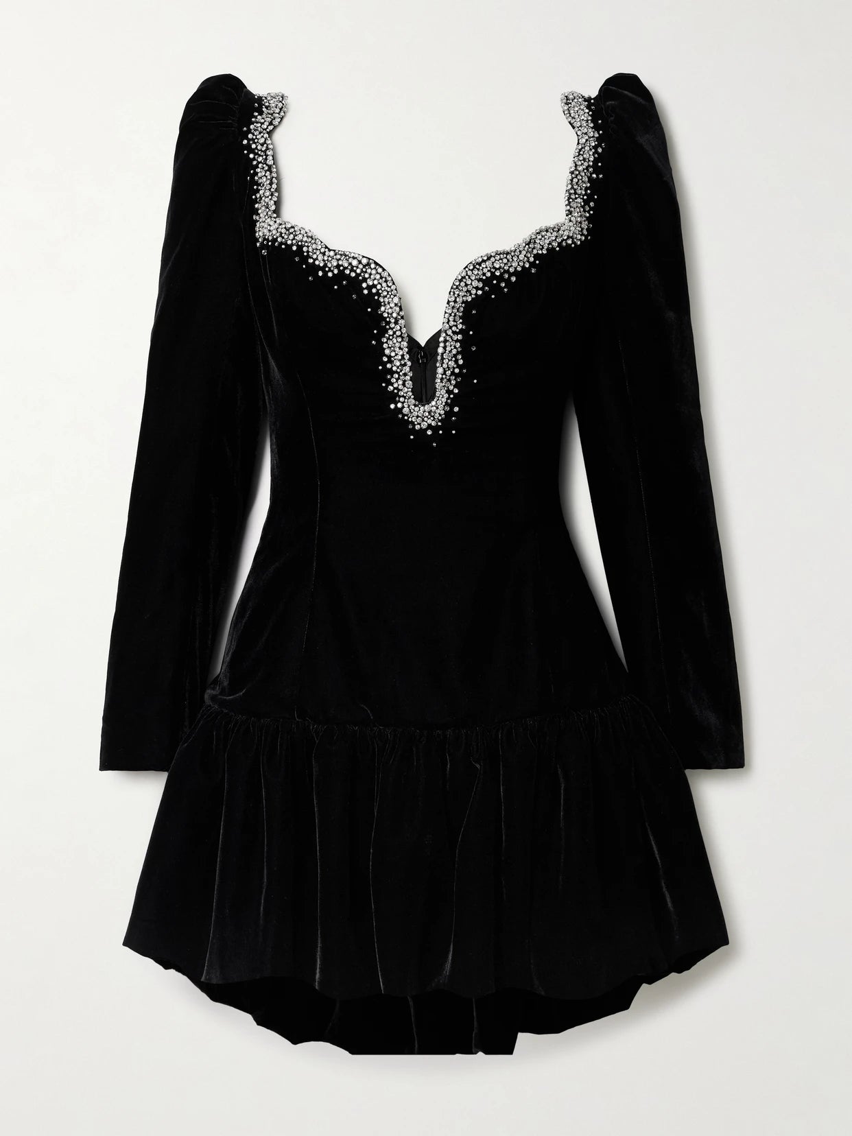 Edie Embellished Scalloped Velvet Mini Dress