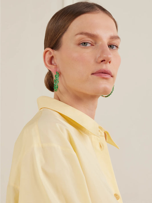 18-karat Gold Emerald Hoop Earrings