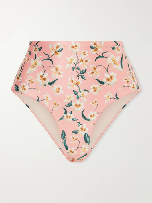 Image of Swimwear. Product name - Magenta Promesa Floral-print Bikini Brief in Pink colour by brand - Agua by Agua Bendita
