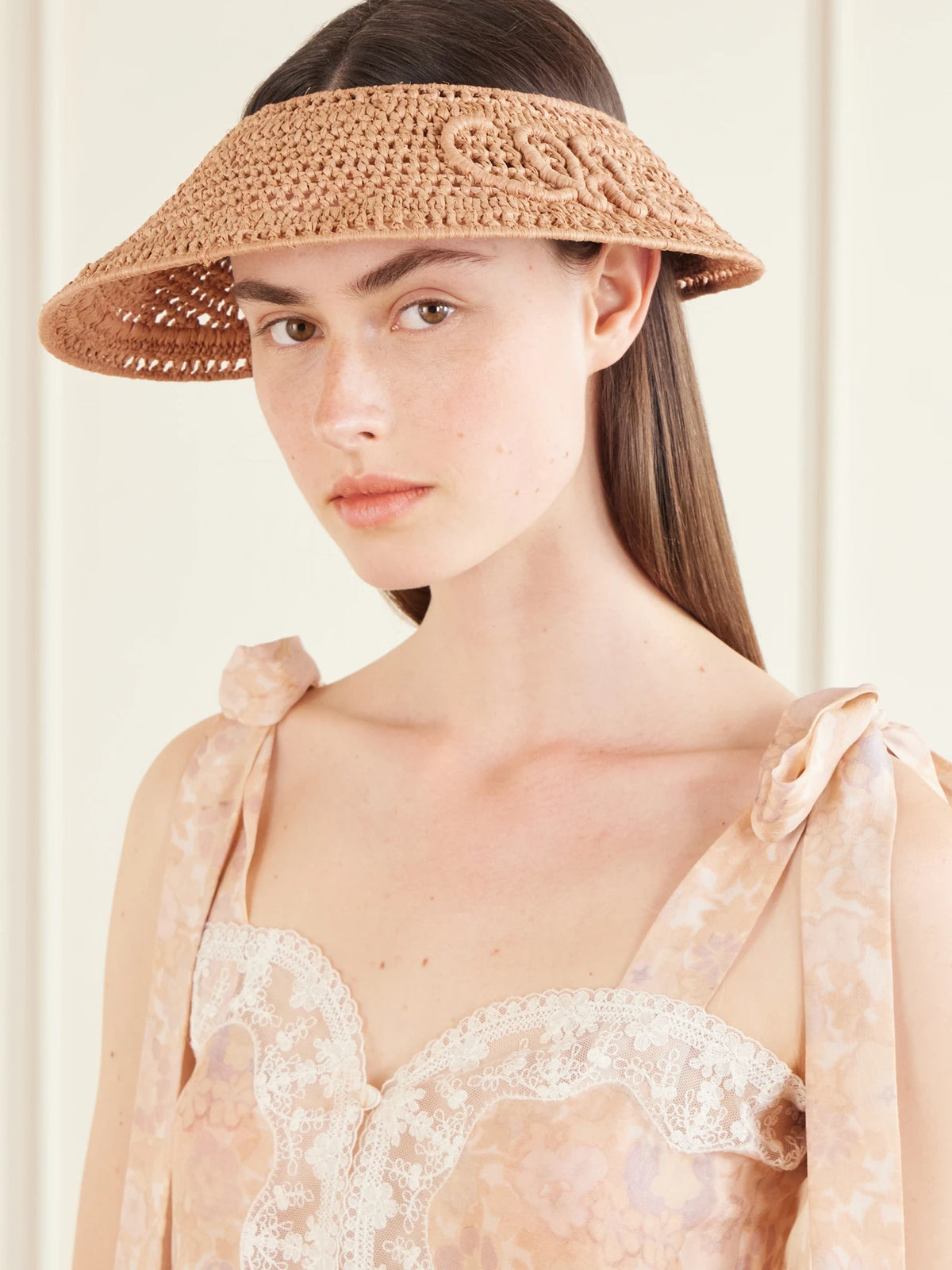 Image of Hats. Product name - Summer Banana Raffia Hat in Beige colour by brand - Chloé