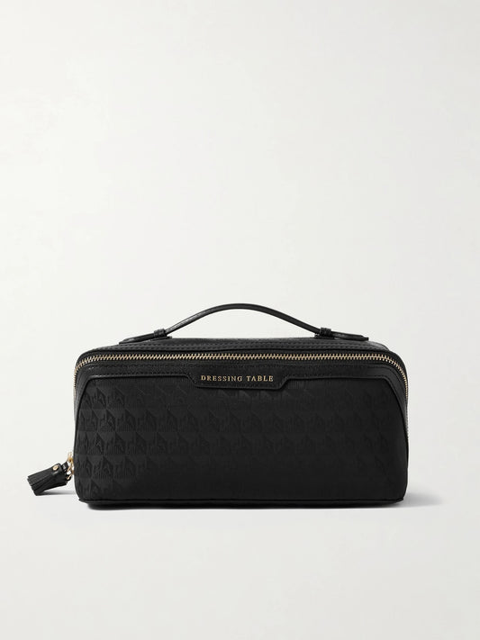 Dressing Table Leather-trimmed Logo-jacquard Nylon Cosmetics Case