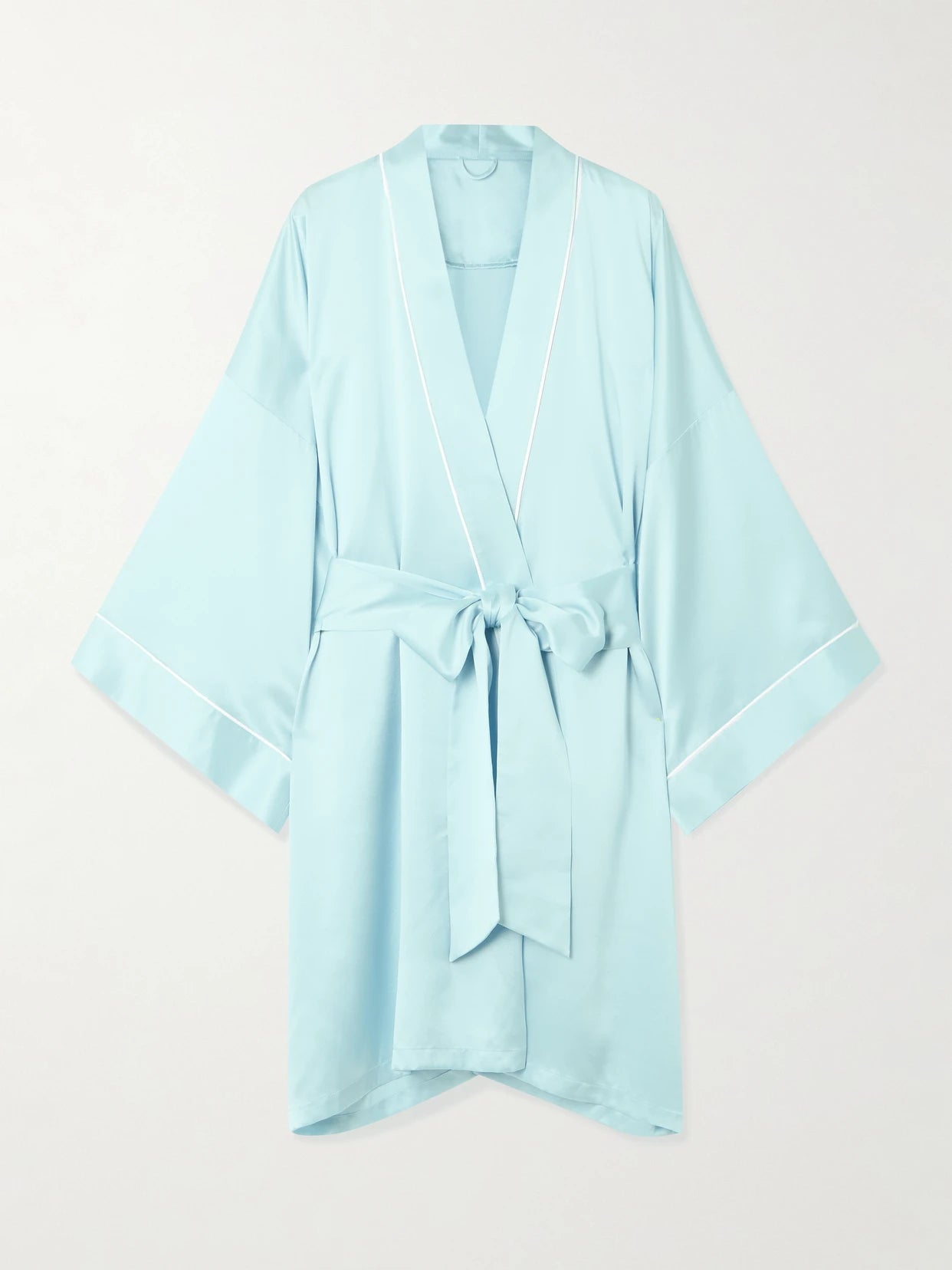 Image of Lingerie. Product name - Mimi Silk-satin Robe in Blue colour by brand - Olivia von Halle