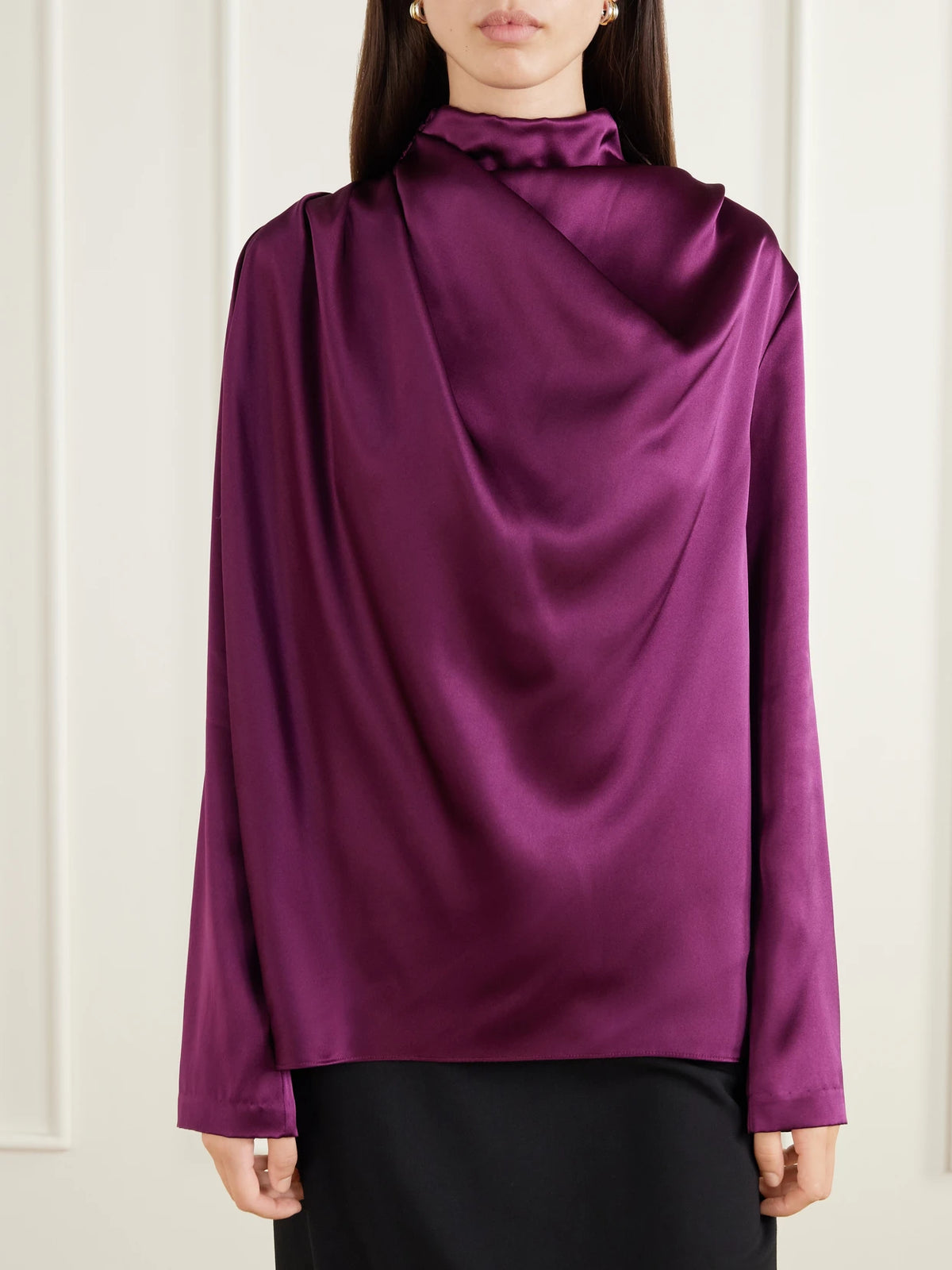 Heirlome Sybil Draped Silk-satin Blouse