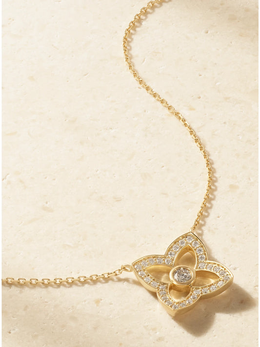 London Lotus By De Beers 18-karat Gold Diamond Necklace