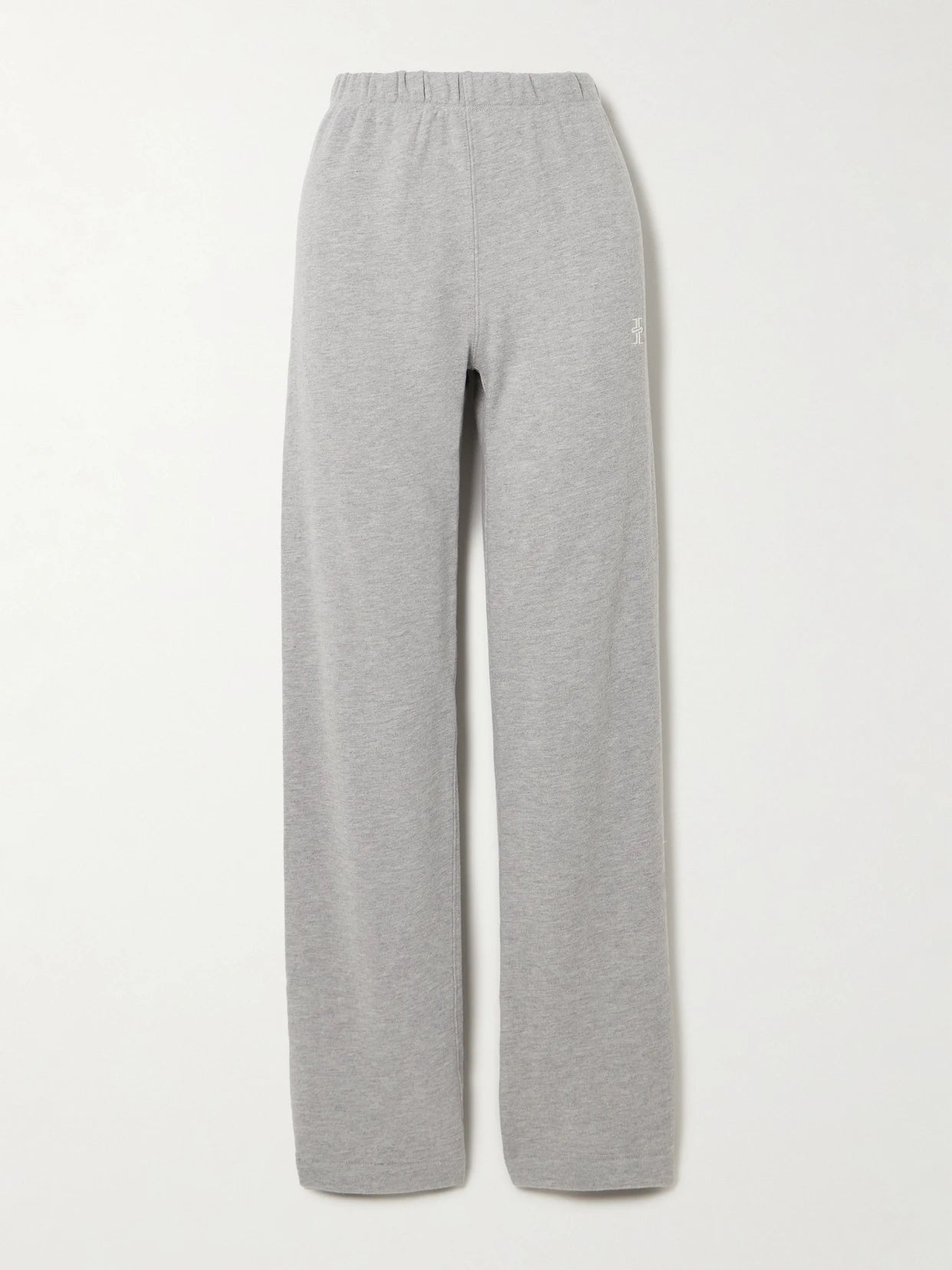Image of Sleepwear & Loungewear. Product name - Embroidered Cotton And Modal-blend Jersey Sweatpants in Gray colour by brand - ÉTERNE