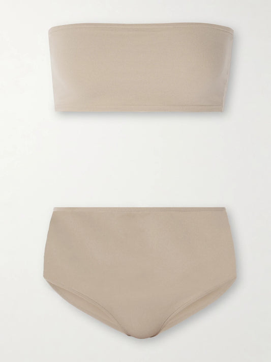 Image of Lingerie. Product name - Stretch-jersey Bandeau Bra And Briefs Set in Taupe colour by brand - Alaïa