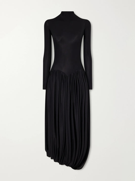 Maygel Coronel Onix Open-back Gathered Jersey Midi Dress