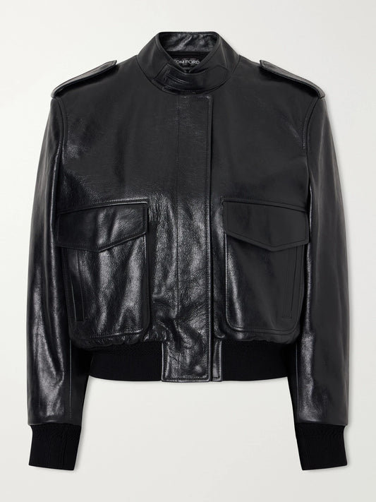 Image of Coats & Jackets. Product name - Aviator Full-grain Leather Jacket in Black colour by brand - TOM FORD