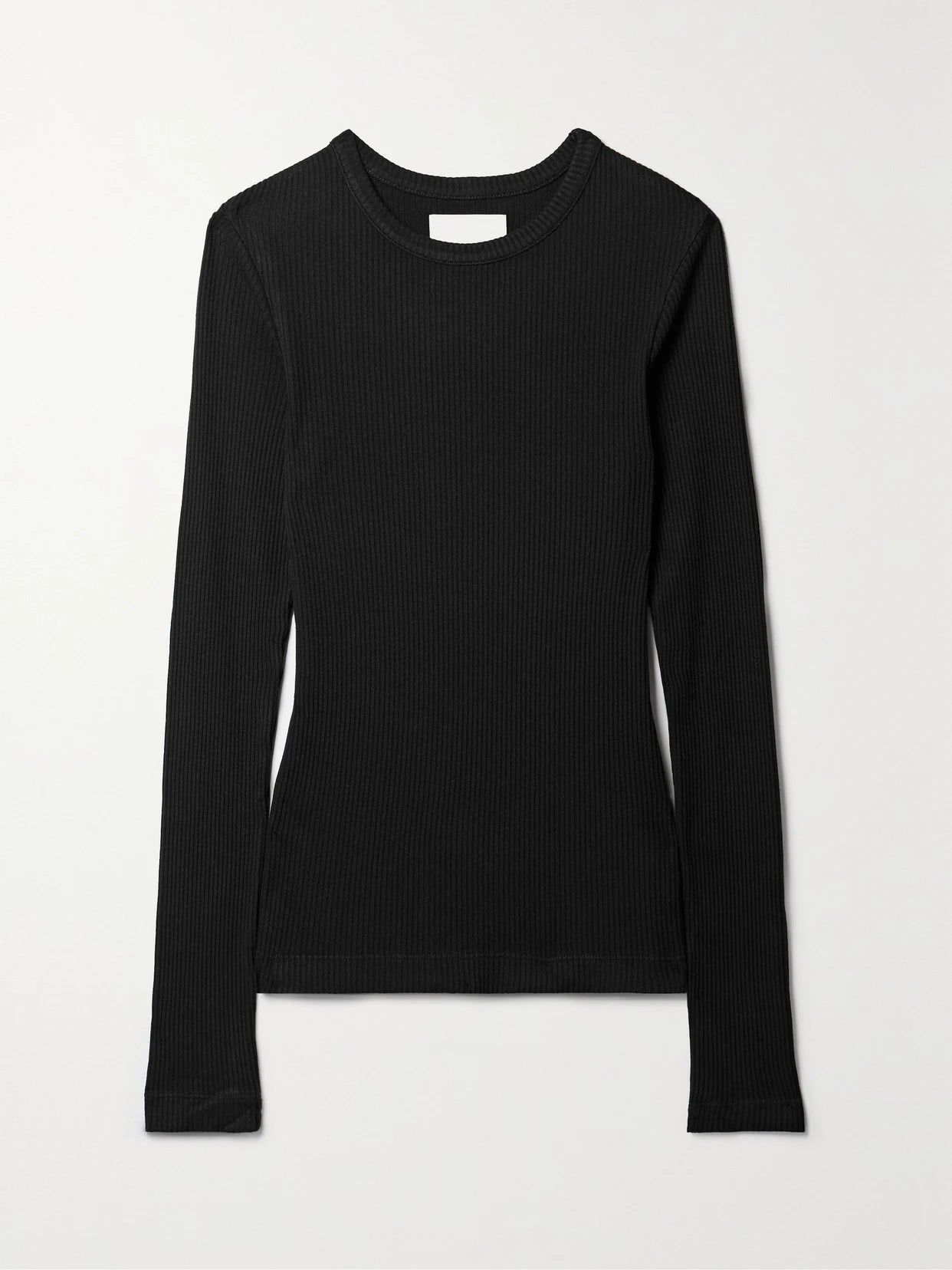 Image of a model wearing Tops. Product name - + Net Sustain Bina Ribbed Lyocell-blend Top in Black colour by brand - Citizens of Humanity