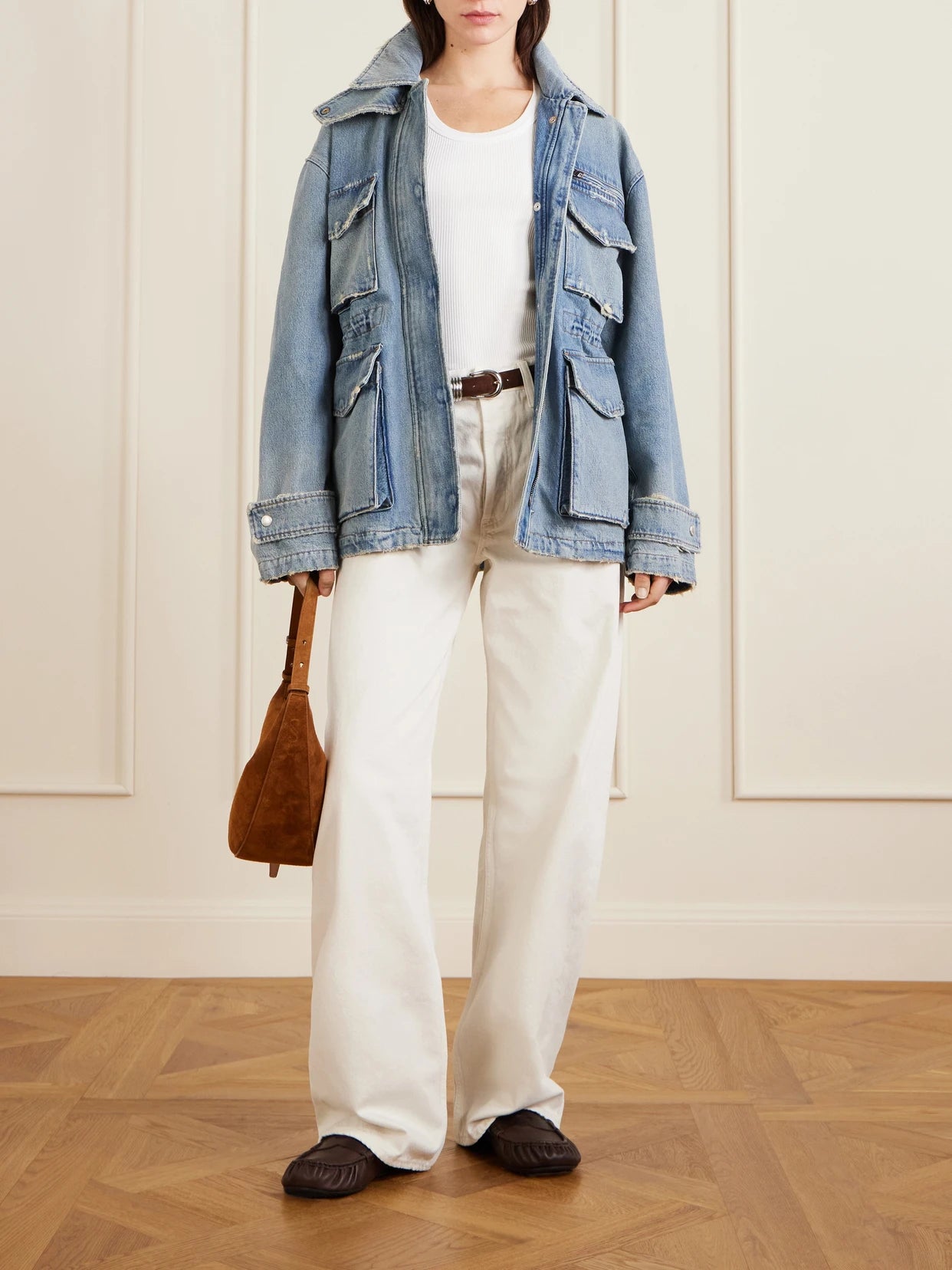 Image of Jeans. Product name - Arc Wide-leg Jeans in White colour by brand - AGOLDE