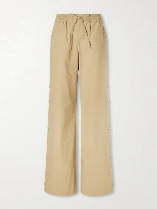 Zimmermann Valiant Button Cotton-poplin Wide-leg Pants