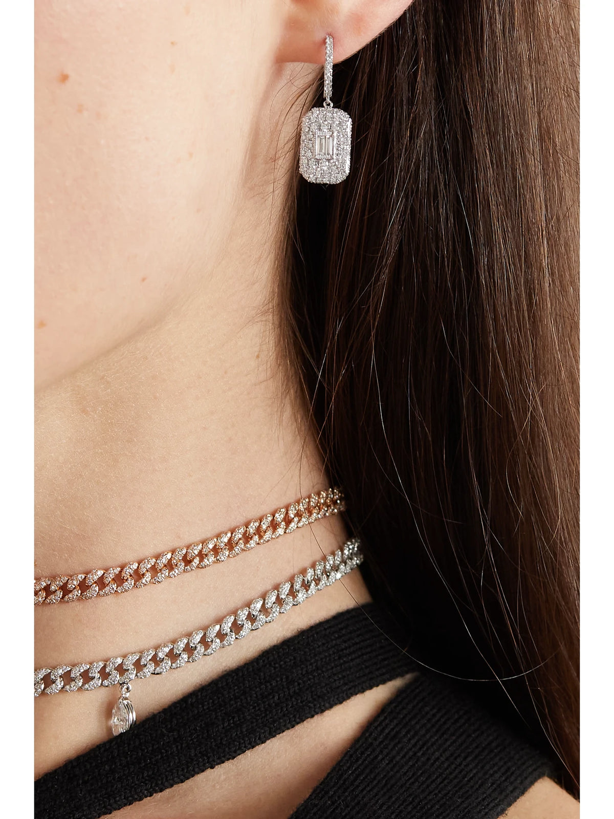 Image of Earrings. Product name - 18-karat White Gold Diamond Earrings in Silver colour by brand - SHAY
