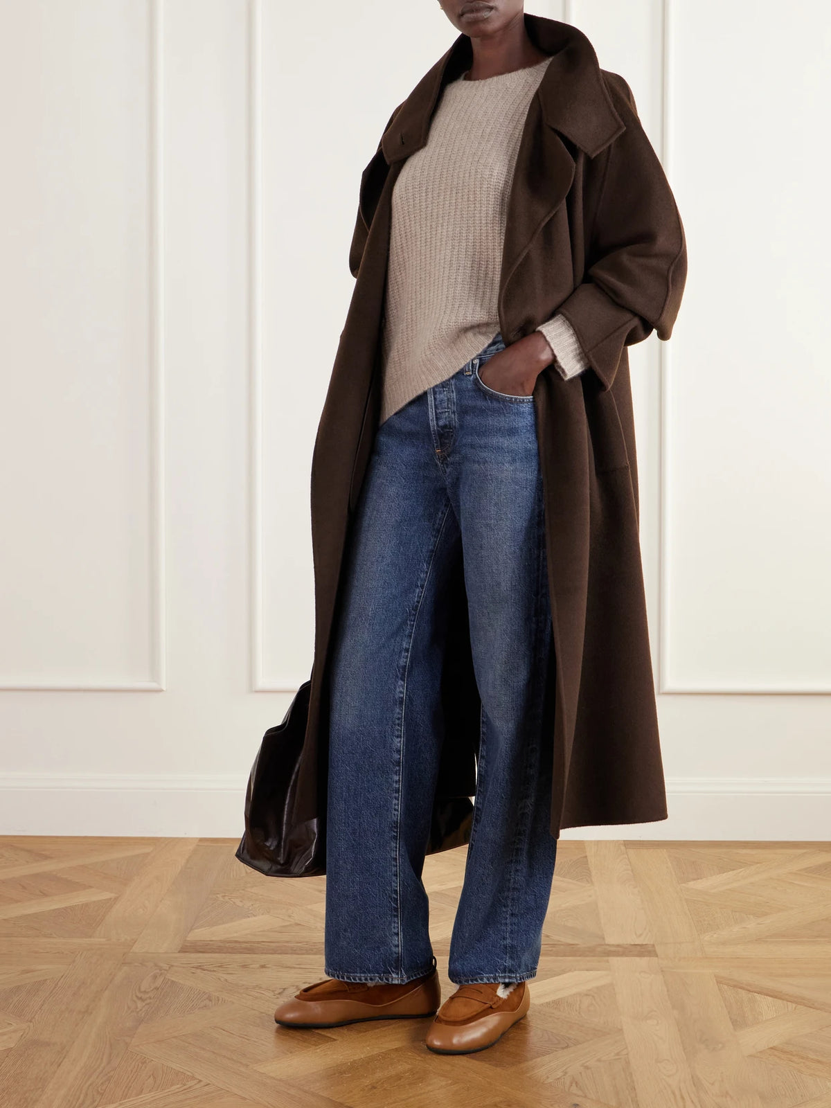 Image of Flats. Product name - Arcadia Shearling And Leather-trimmed Suede Loafers in Light brown colour by brand - Proenza Schouler