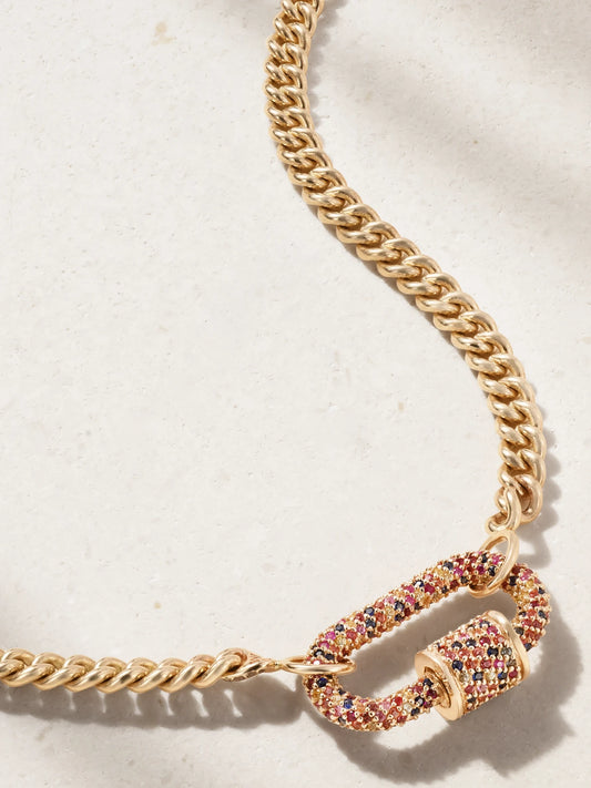 Allstone Lock 14-karat Gold Sapphire Necklace