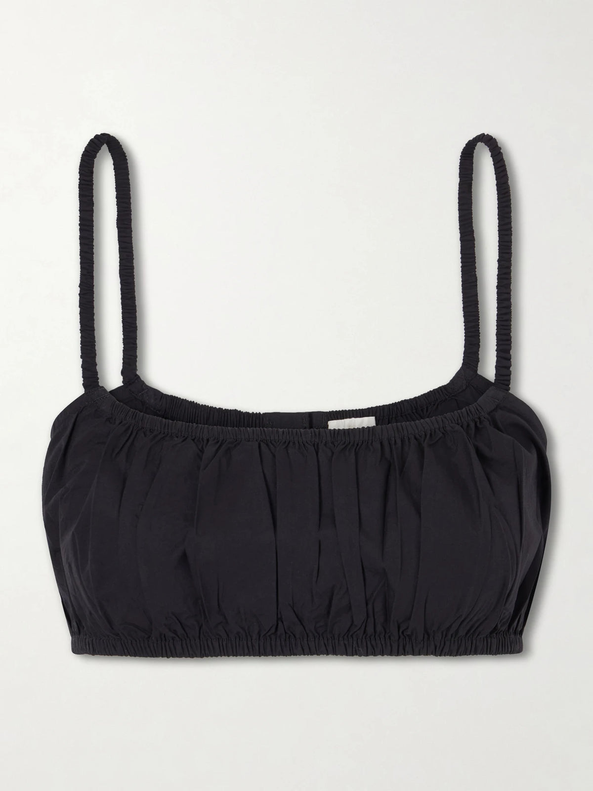 Suzie Kondi Bea Shirred Cotton-poplin Bandeau Tank