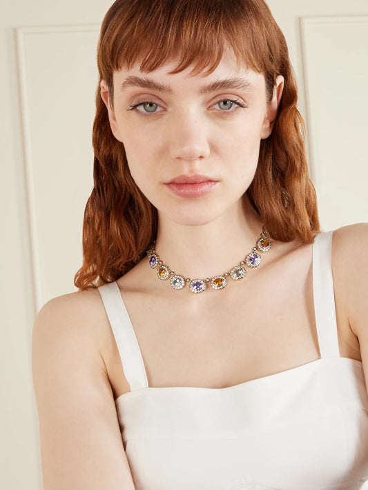 Image of Necklaces. Product name - Alexandra 14-karat Gold Multi-stone Necklace in Multi colour by brand - Marlo Laz