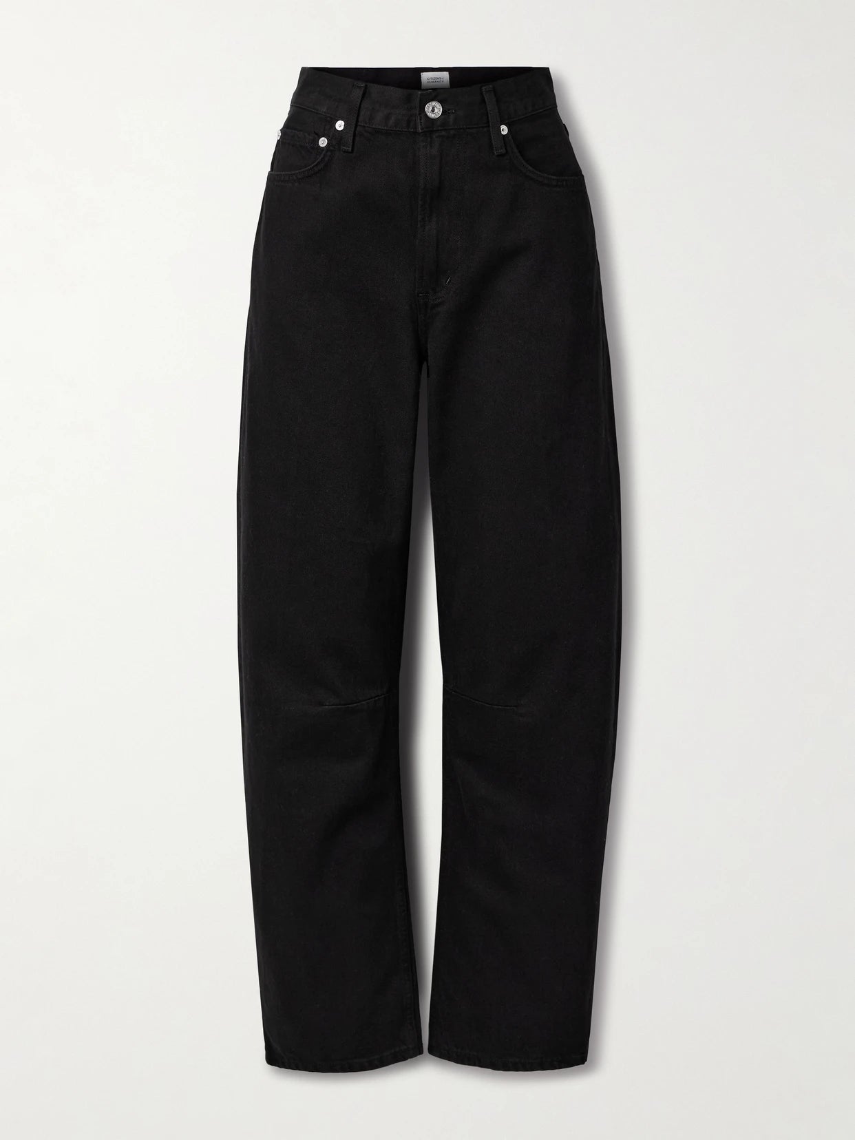 Image of Jeans. Product name - Miro Long Mid-rise Barrel-leg Jeans in Black colour by brand - Citizens of Humanity