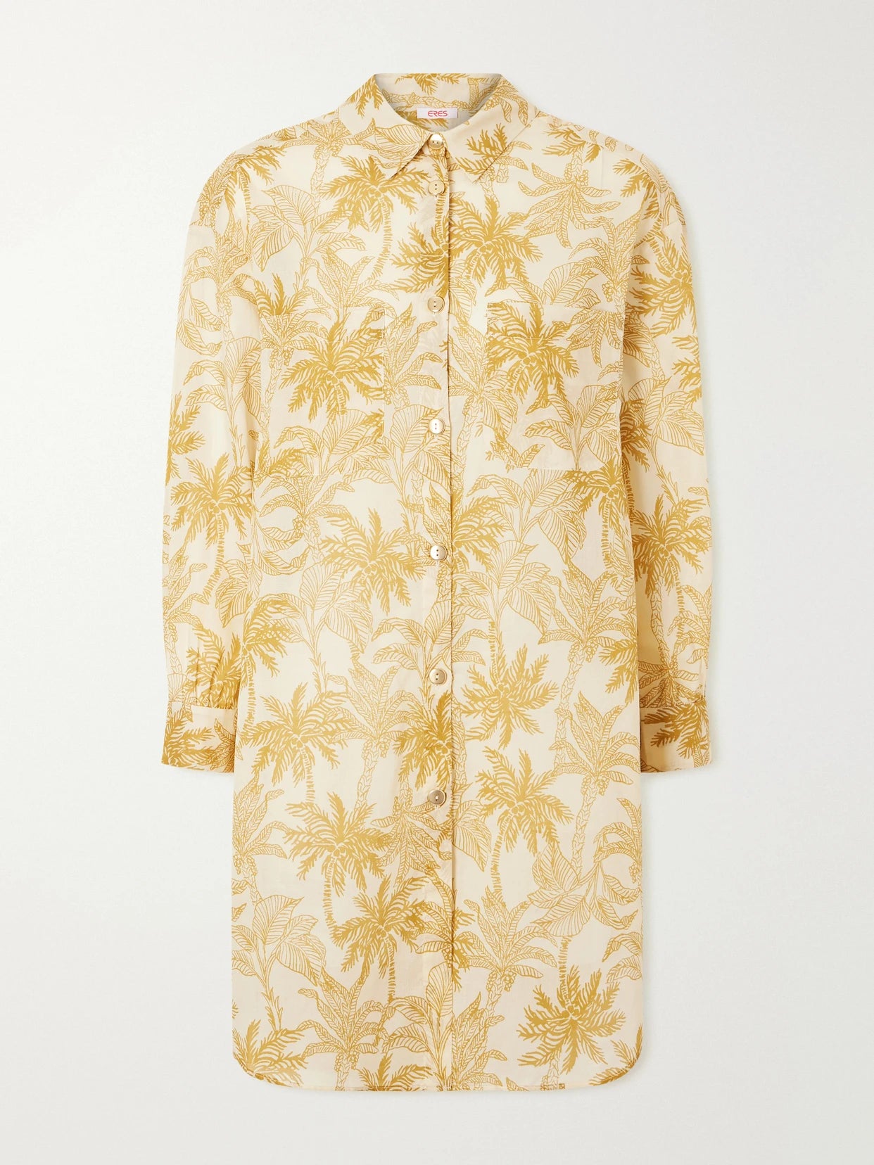 Image of Dresses. Product name - Exotisme Printed Cotton-voile Shirt in Yellow colour by brand - Eres