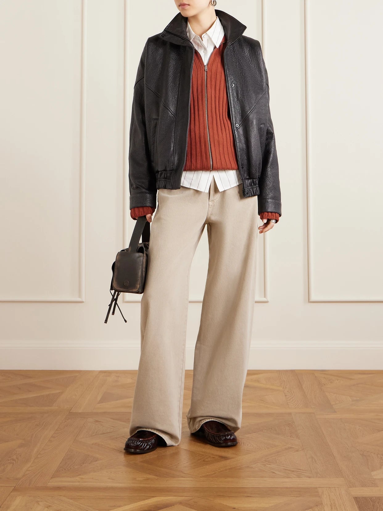 Image of Coats & Jackets. Product name - Textured-leather Jacket in Black colour by brand - Acne Studios