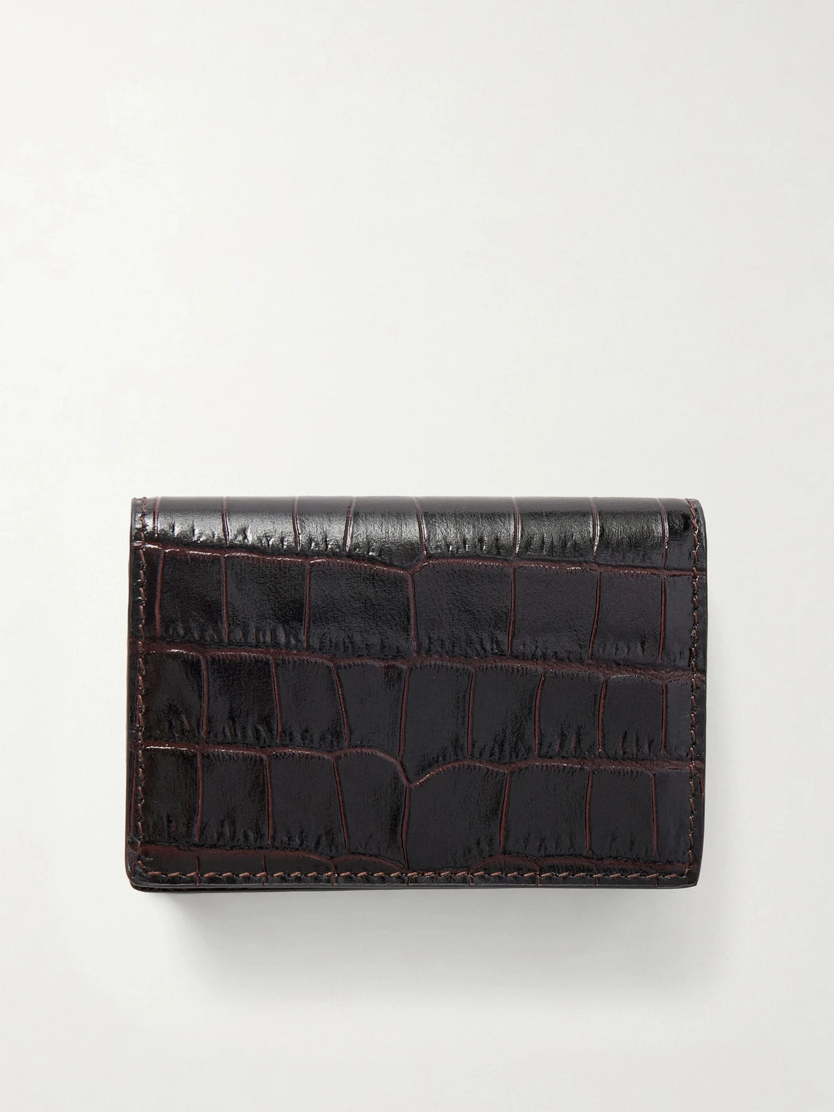 Smythson Mara Croc-effect Leather Wallet