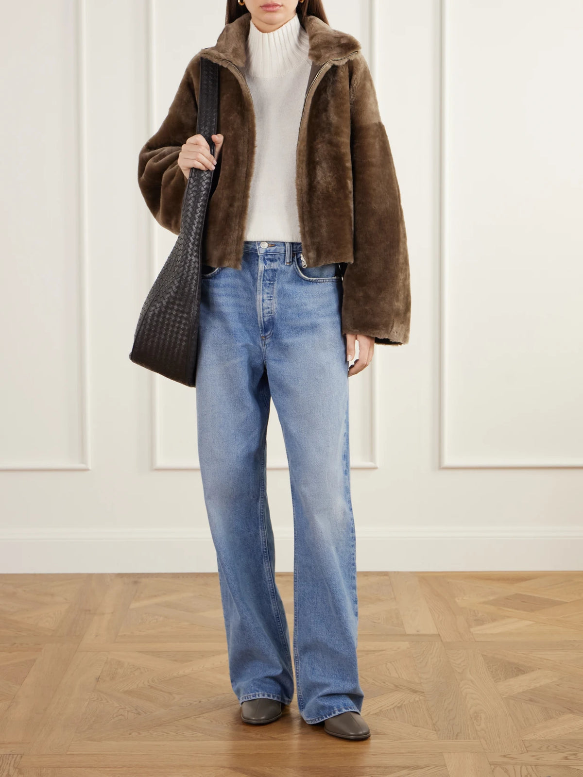 Image of Coats & Jackets. Product name - Indy Reversible Shearling And Leather Jacket in Brown colour by brand - ARMA