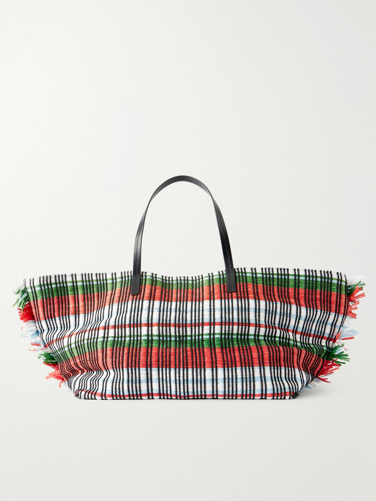 + Da Adolfo Christos Raffia Checked Fringed Tote