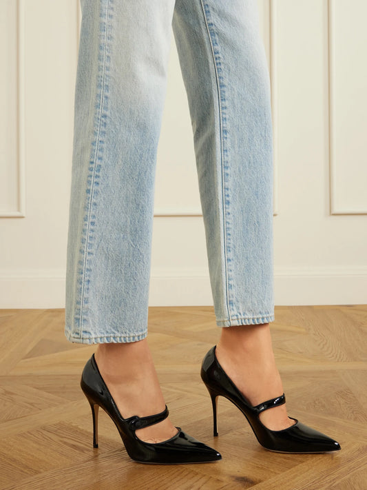 Campari 105 Grosgrain-trimmed Patent-leather Pumps