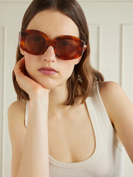 Image of Sunglasses. Product name - Eclipse Round-frame Tortoiseshell Acetate Sunglasses in Multi colour by brand - Matteau