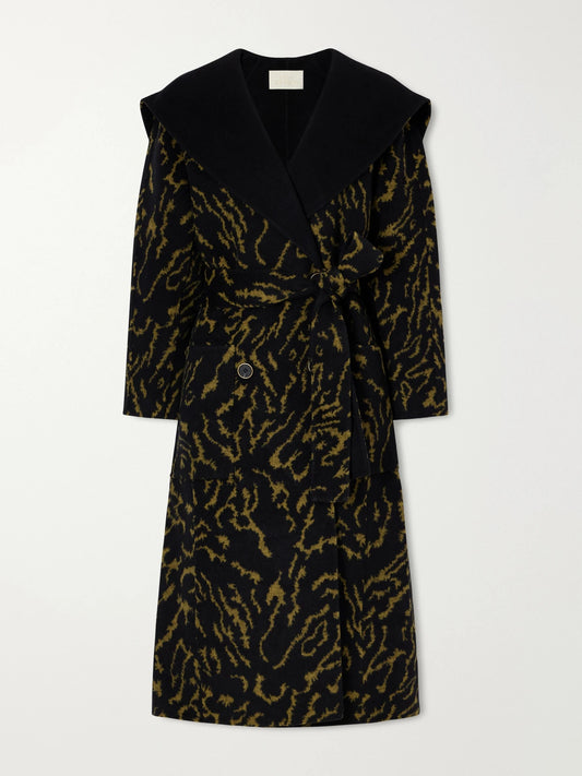 Ulla Johnson Rory Double-breasted Belted Jacquard-knit Wool And Cashmere-blend Coat