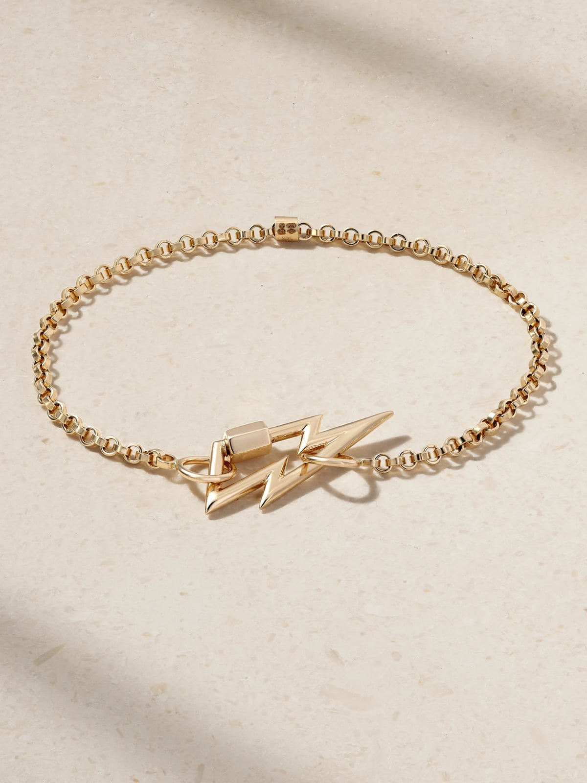 Bolt Lock + Rolo Chain 14-karat Gold Bracelet