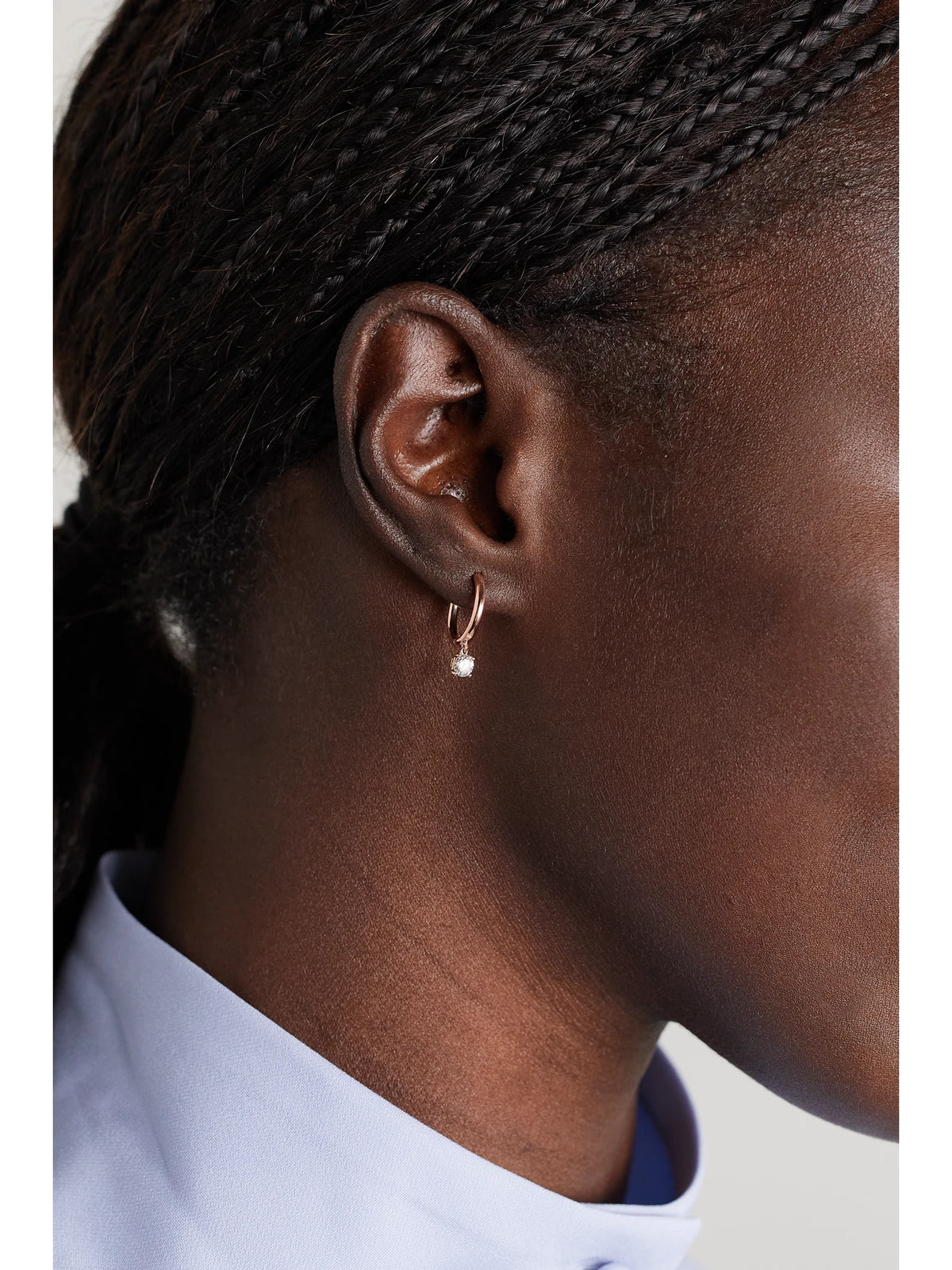 Image of Earrings. Product name - 18-karat Rose Gold Diamond Hoop Earrings in Multi colour by brand - Anita Ko